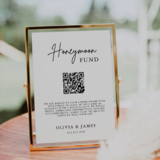Honeymoon Fund QR Code Sign, Wedding Honeymoon  Invitation