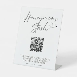 Honeymoon Fund QR Code Tabletop Wedding Sign 