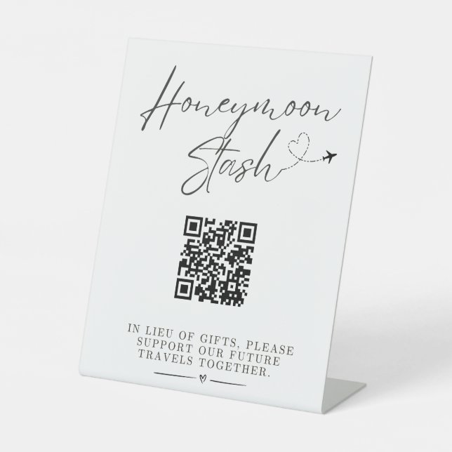 Honeymoon Fund QR Code Tabletop Wedding Sign  (Front)
