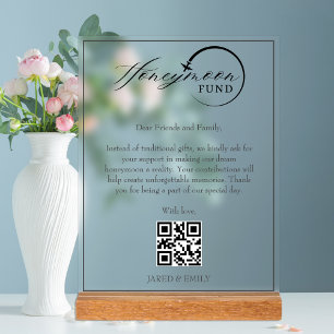 Honeymoon Fund Qr Code Travel Fund Request Acrylic Sign