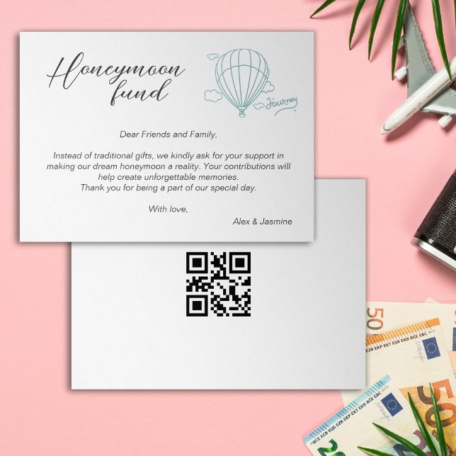 Honeymoon Fund Qr Code Travel Fund Request Gift Invitation (Honeymoon Fund Wedding Registry Gift Qr Code Invitation)