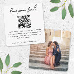 Honeymoon Fund QR Code Wedding Photo Minimal White Enclosure Card<br><div class="desc">Simple, stylish wedding honeymoon fund photo enclosure card in a modern minimalist design style with an elegant natural script typography in classic black on a white background, with an informal handwriting style font. The text can easily be personalised with your title, payment URL (zelle, venmo, paypal etc), scannable QR code,...</div>