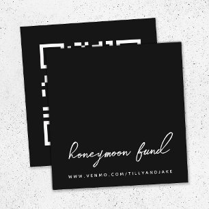 Honeymoon Fund QR Code Wedding Registry Black Enclosure Card