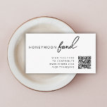 Honeymoon Fund QR Code Wedding Registry Minimalist Enclosure Card<br><div class="desc">Simple, stylish wedding honeymoon fund enclosure card in a modern minimalist design style with a classic typography and a chic sophisticated feel on a white background. The text can easily be personalised with your names, payment details (PayPal, zelle, venmo), scannable QR code and message for a unique one of a...</div>