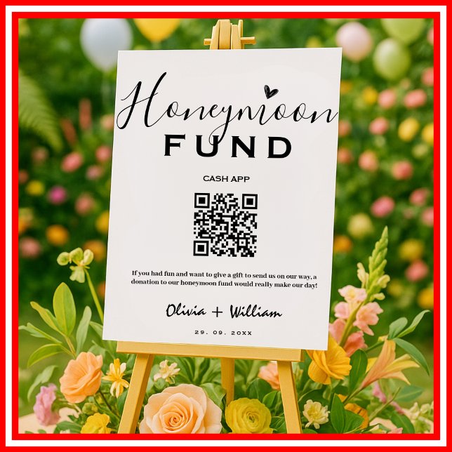 Honeymoon Fund QR Modern Honeymoon Wish Wedding Poster (Creator Uploaded)
