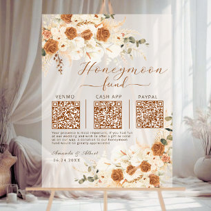 Honeymoon Fund QR Wedding  Cash App Venmo & PayPal Acrylic Sign