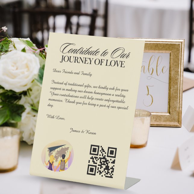 Honeymoon Fund Registry Qr Code Wedding Gift Pedestal Sign (Honeymoon Fund Registry Qr Code Wedding Gift Pedestal Sign)