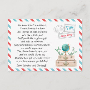 Honeymoon Fund Request World Travel Wedding Shower Enclosure Card