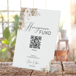 Honeymoon Fund Rustic Cash QR Code Wedding Sign