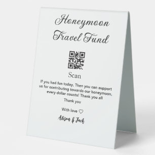 Honeymoon fund scan QR codeadd name 
