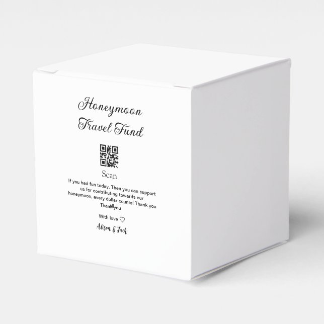 Honeymoon fund scan QR codeadd name  Favour Box (Front Side)