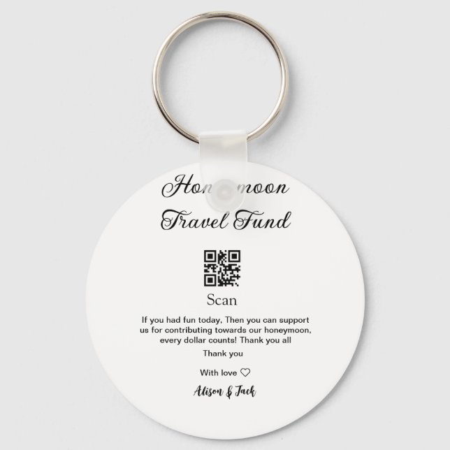 Honeymoon fund scan QR codeadd name  Key Ring (Front)