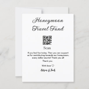 Honeymoon fund scan QR codeadd name  Postcard