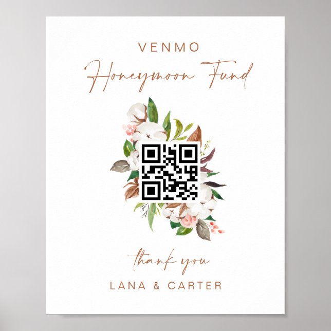 Honeymoon Fund Sign Wedding Cash Gift Table G400 (Front)