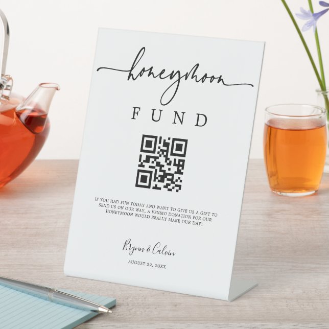 Honeymoon Fund Sign Wedding Reception Gift B613 (In SItu)