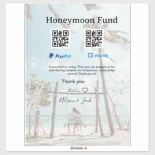 Honeymoon fund venomo paypal donation Q R couple