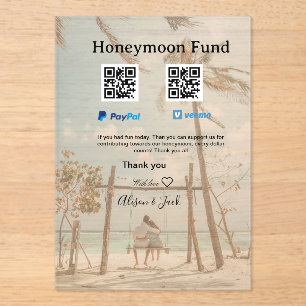 Honeymoon fund venomo paypal donation Q R couple Acrylic Invitations