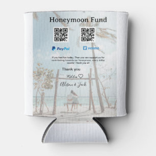 Honeymoon fund venomo paypal donation Q R couple Can Cooler