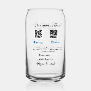 Honeymoon fund venomo paypal donation Q R couple Can Glass
