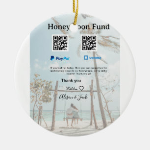 Honeymoon fund venomo paypal donation Q R couple Ceramic Tree Decoration