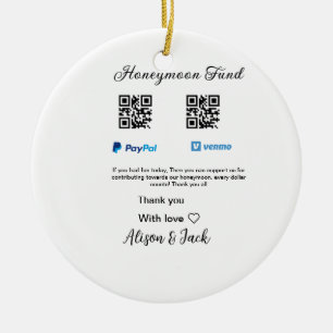Honeymoon fund venomo paypal donation Q R couple Ceramic Tree Decoration