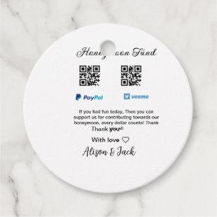 Honeymoon fund venomo paypal donation Q R couple Favour Tags