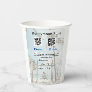 Honeymoon fund venomo paypal donation Q R couple Paper Cups