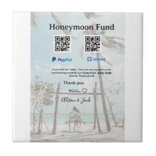 Honeymoon fund venomo paypal donation Q R couple Tile