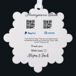 Honeymoon fund venomo paypal donation Q R couple Tree Decoration Card<br><div class="desc">For music lovers like us</div>