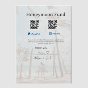 Honeymoon fund venomo paypal donation Q R couple Vellum Invitations