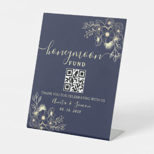 Honeymoon Fund Wedding QR code Pedestal Sign