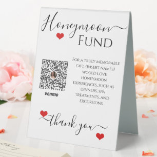 Honeymoon Fund Wedding Reception Venmo Code Sign 