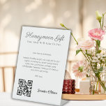 Honeymoon Fund Wedding Registry Gift Qr Code Pedestal Sign<br><div class="desc">Introducing our delightful table sign for the honeymoon fund, travel requests, and wedding registry! Get ready to infuse your wedding celebration with some fun and flair. Completely customisable, from your names to payment details (Venmo, PayPal, Zelle, etc.), this sign is all about making your special day uniquely yours. With a...</div>