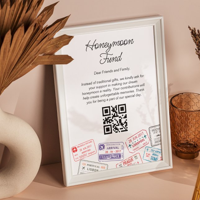 Honeymoon Fund Wedding Registry Qr Code Passport Poster (Honeymoon Fund Wedding Registry Qr Code Passport Poster)