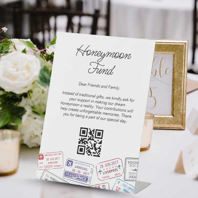 Honeymoon Fund Wedding Registry Travel Request Pedestal Sign (Honeymoon Fund Wedding Registry Travel Request Pedestal Sign)