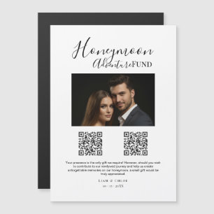 Honeymoon Fund Wedding Sign with QR Code, Wedding Magnetic Invitation