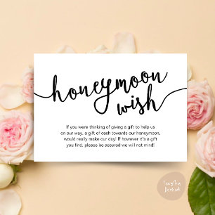 Honeymoon Fund Wish Cash, Modern Rustic Wedding Enclosure Card