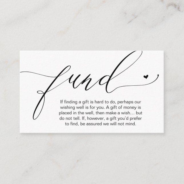 Honeymoon Fund Wishing Well, Wish, A Note On Gifts Enclosure Card (Front)