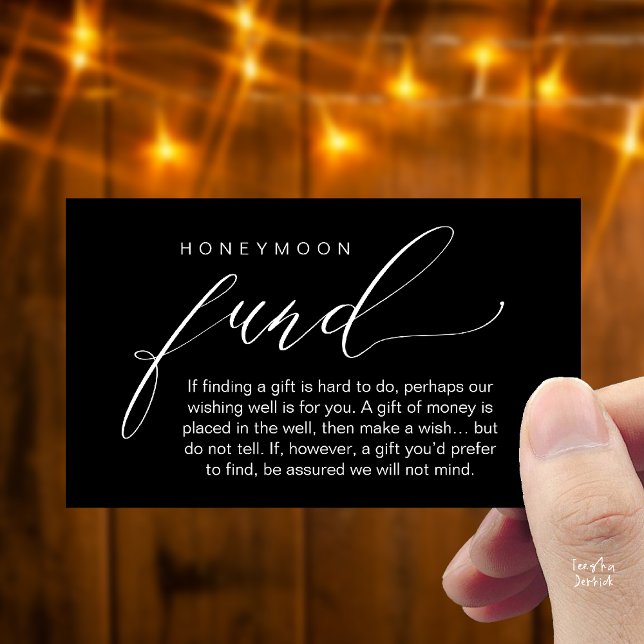 Honeymoon Fund Wishing Well, Wish, A Note On Gifts Enclosure Card (Honeymoon Fund Wishing Well, Wish, A Note On Gifts Enclosure Card in White Black)