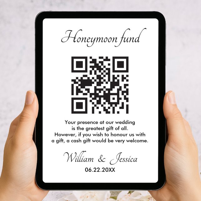 Honeymoon Fund With QR Code Enclosure Card (Creator Uploaded)