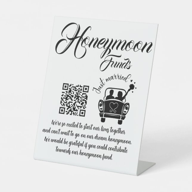 Honeymoon Funding QR Code Wedding Pedestal Sign (Front)