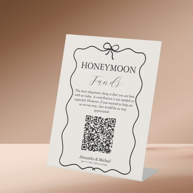 Honeymoon Funds Whimsical Italian Doodle Wedding Pedestal Sign (Creator Uploaded)