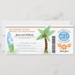 Honeymoon Gift Boarding Pass Palm Tree Surf Board  Invitation<br><div class="desc">Thinking of a creative way to give a gift towards a bride and grooms honeymoon. Here is a Boarding Pass to Honeymoon Island with a Palm Tree, Surf Board and Hibiscus Flowers. Colours are in Light Blue, Green and Orange. If you would like a different colour scheme or any design...</div>