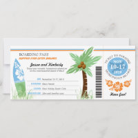 Honeymoon Gift Boarding Pass Palm Tree Surf Board
