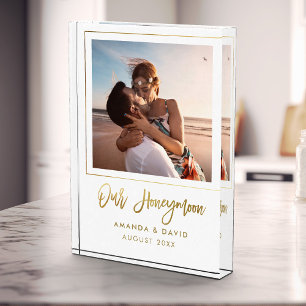 Honeymoon Keepsake Newlyweds Bride Gift Memories Photo Block
