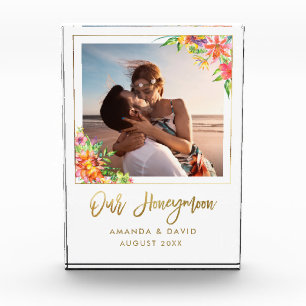 Honeymoon Keepsake Newlyweds Bride Gift Memories Photo Block