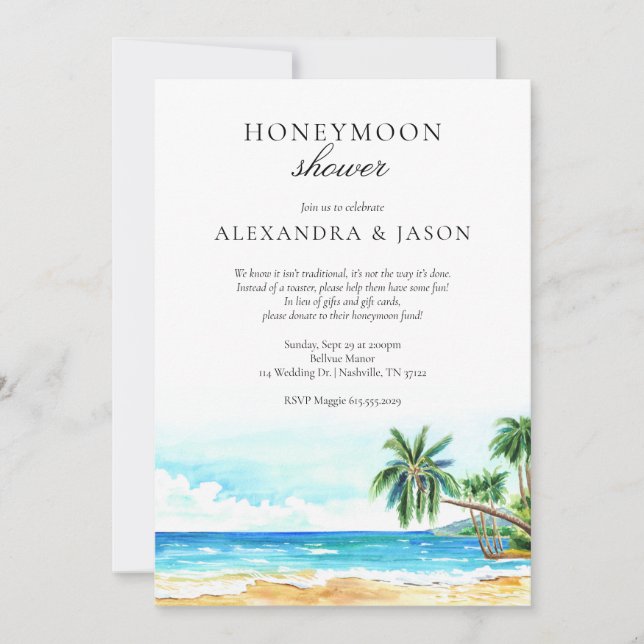 Honeymoon Shower Invitation, Couples Shower Invitation (Front)