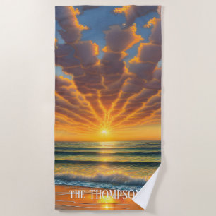 Honeymoon Sunset at a Beautiful Beach Beach Towel