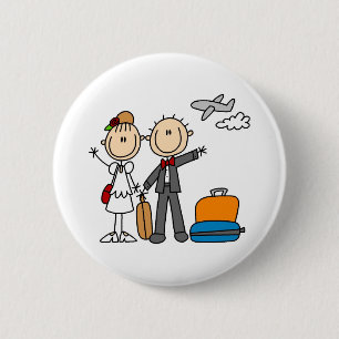 Honeymoon Time For The Bride And Groom Button