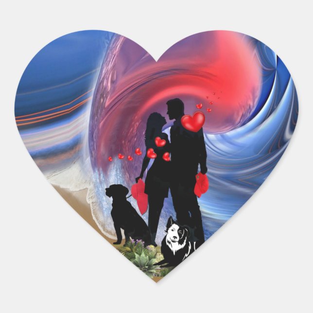 Honeymoon Valentine couple Heart Sticker (Front)